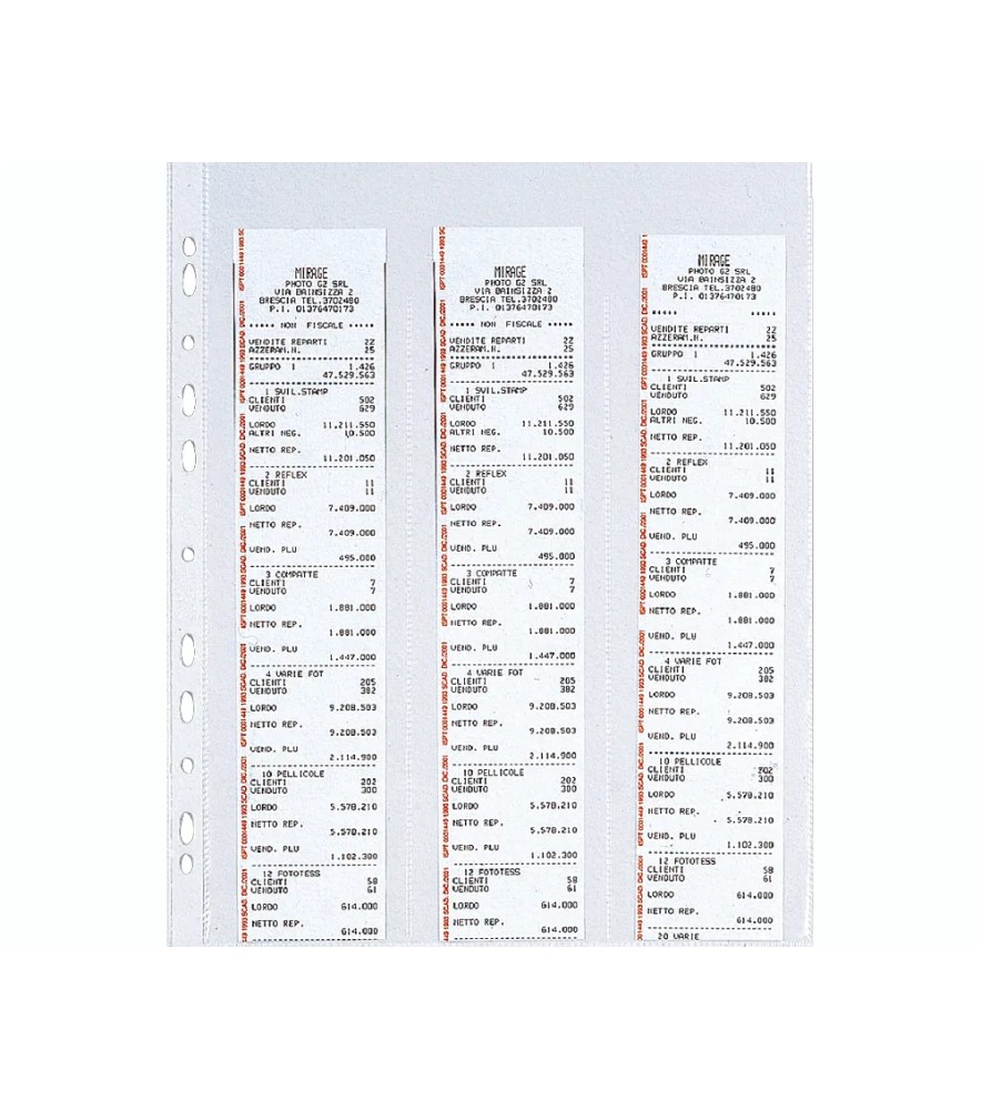 10 Buste Perforate Scontrini Fiscali