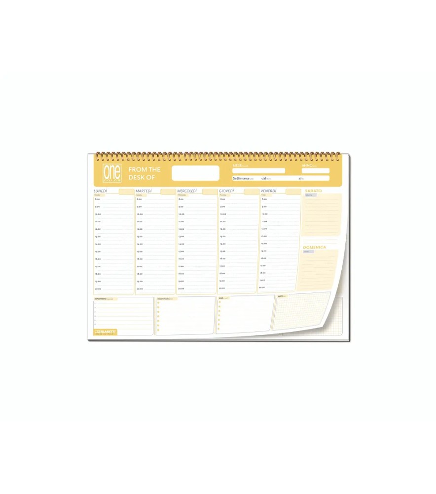 Planner da Scrivania Tinta Unita Spirale 60 fogli