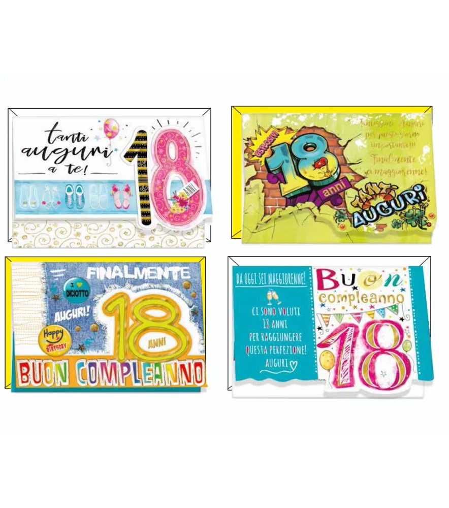 Biglietti di Auguri Selezione Top Quality 18 Anni