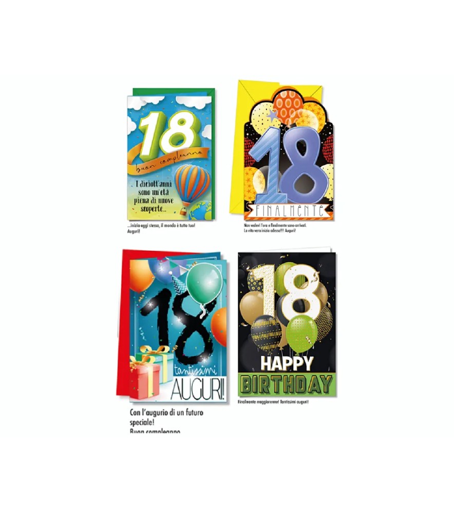 Biglietti di Auguri Selezione Top Quality 18 Anni
