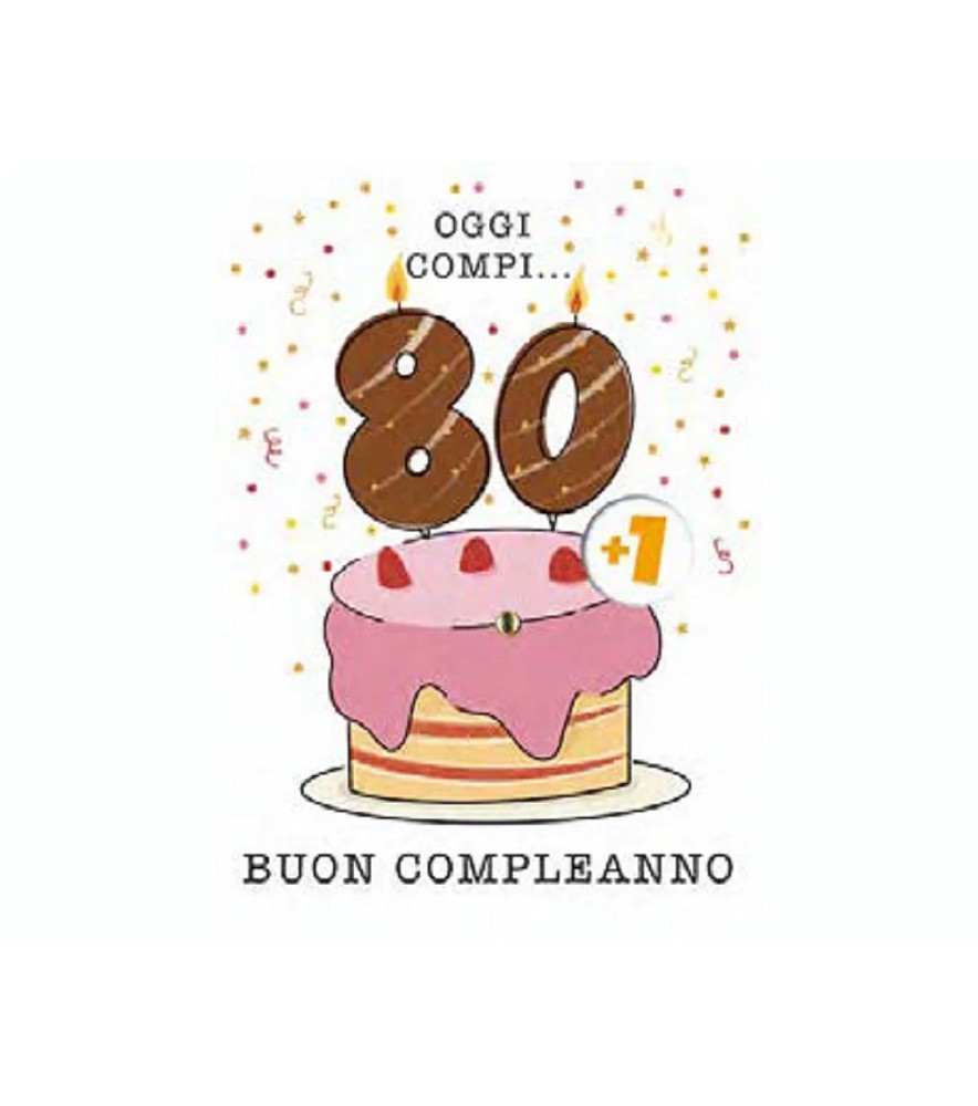 Biglietti di Auguri Compleanno 80 Anni C/rotella