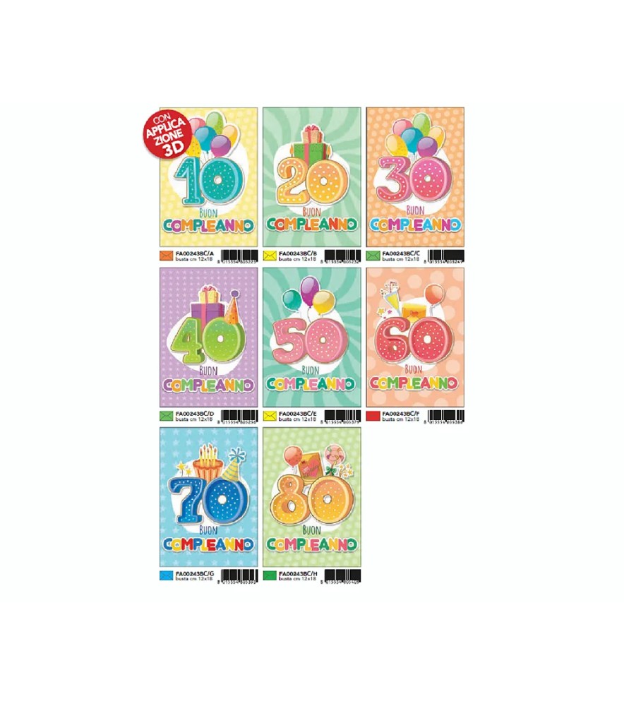 Biglietti di Auguri Compleanno 10-80 Anni