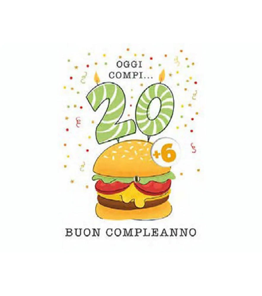 Biglietti di Auguri Compleanno 20 Anni C/rotella
