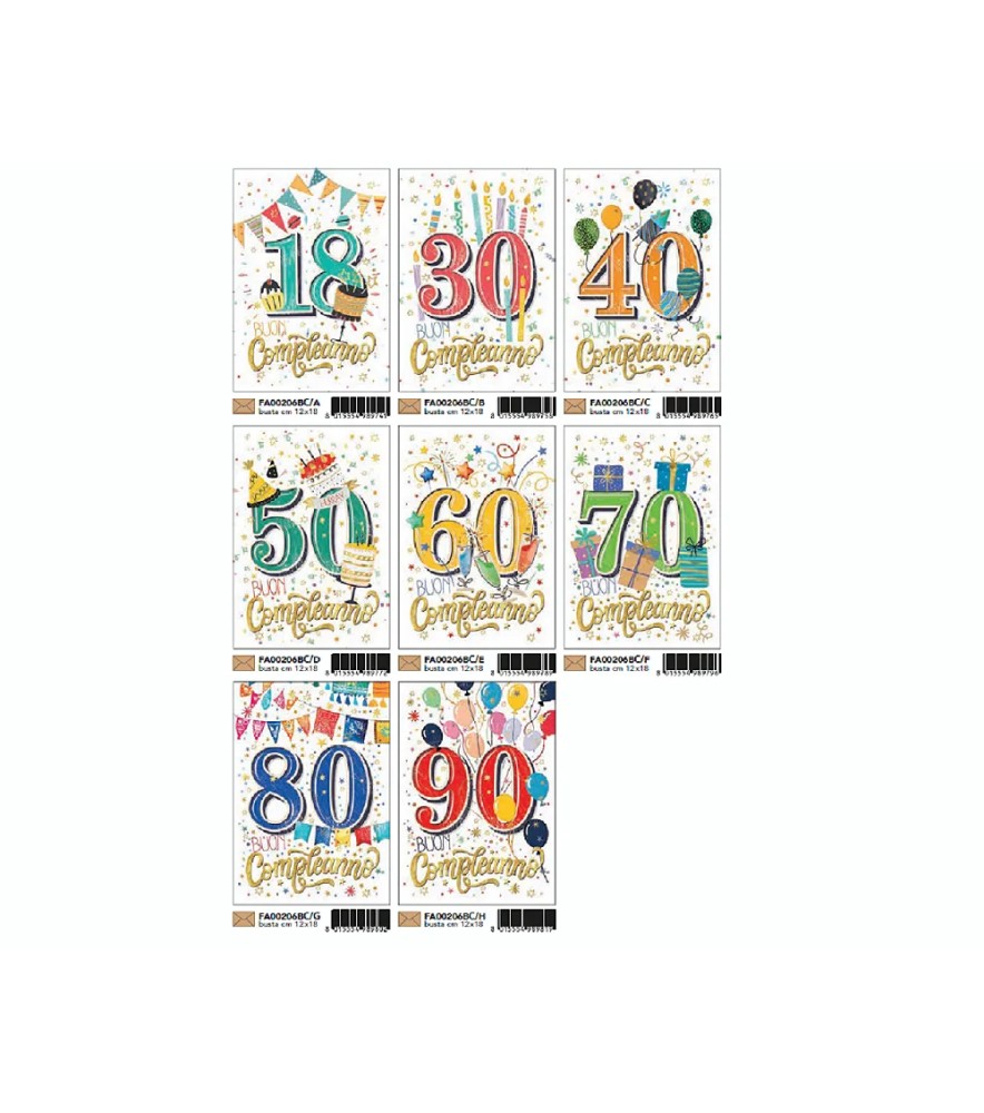 Biglietti di Auguri Compleanno 18-90 Anni