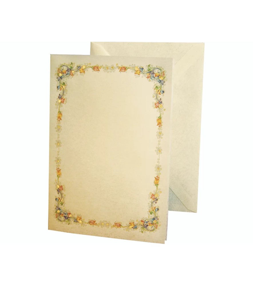 Fiorentino Taschetta Carta Pergamena Avorio Cartoncini 10 +