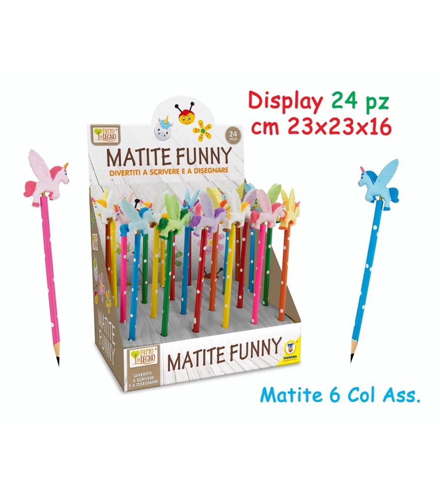 Fatto di Legno - Matite Unicorno 24 pezzi 6 colori Asst