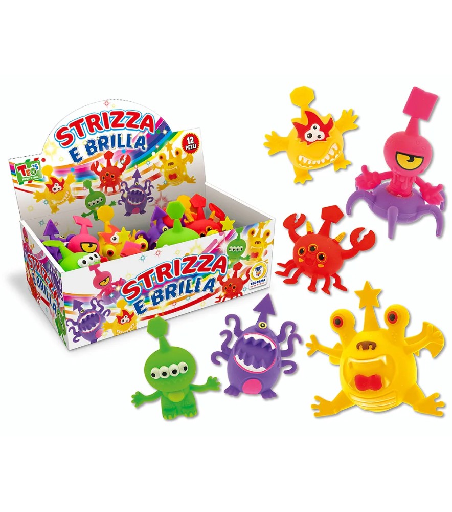 Teo S - Strizza e Brilla Mostri C/luce 6 Mdl Asst