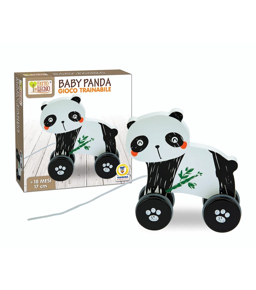 Fatto di Legno - Baby Panda Trainabile 16 Cm H