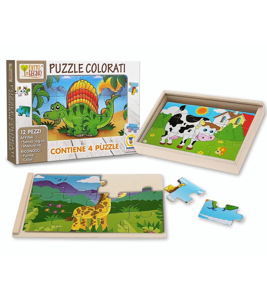Fatto di Legno - Puzzle Colorati 12 Figure 3 Mdl