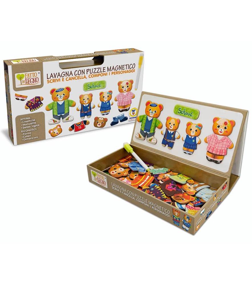 Fatto di Legno - Lavagna con Puzzle Magnetico