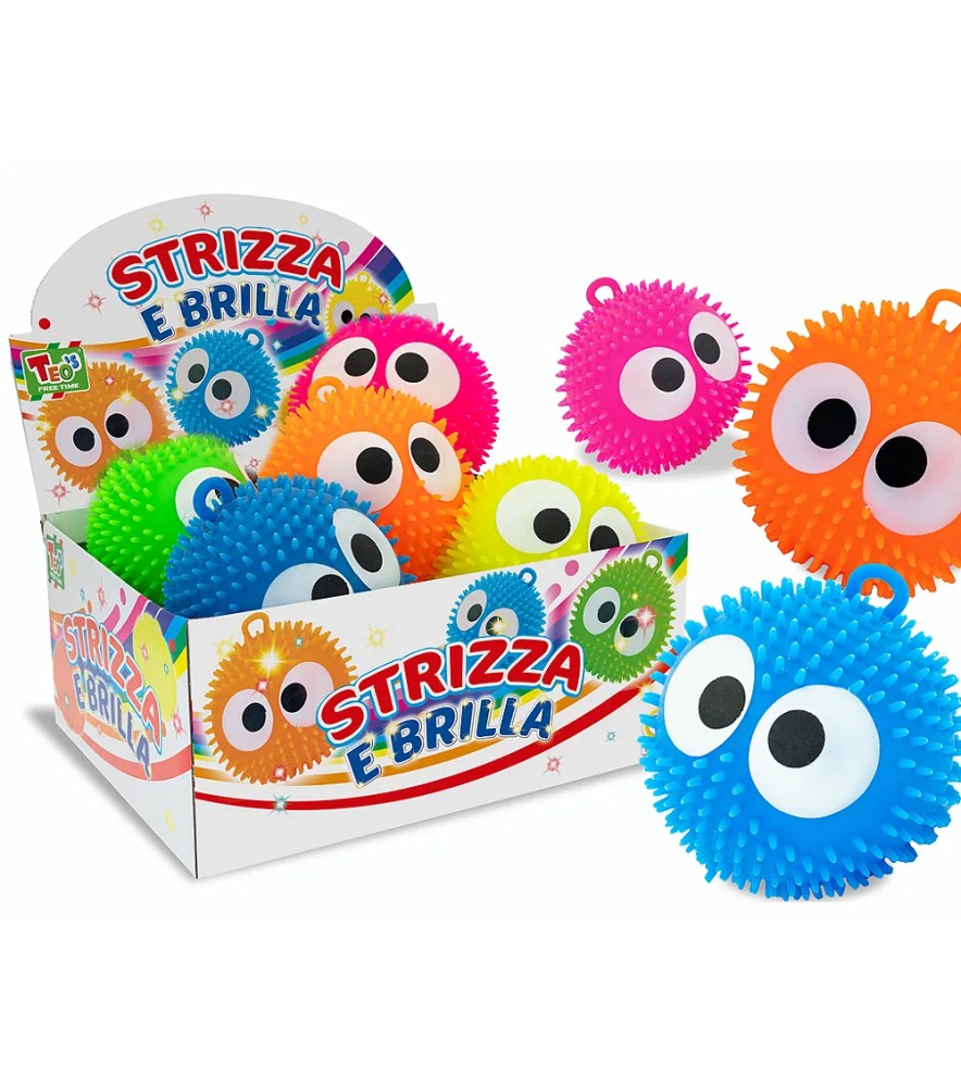 Teo S - Strizza e Brilla Palla C/occhioni e Luce 18 Cm