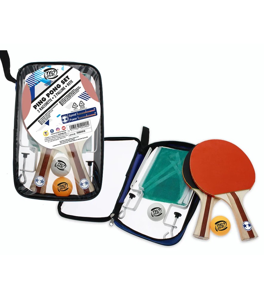 Teosport - Set Ping Pong 2 Stelle con Rete