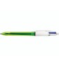 Penna a Sfera a Scatto 3 Colori + Giallo Neon