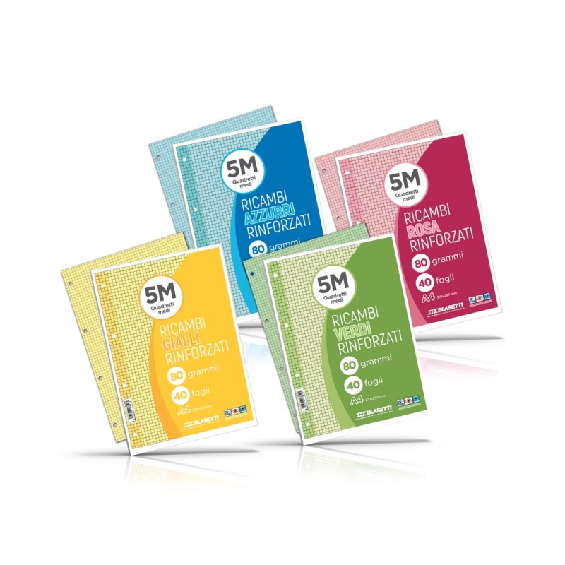 RICAMBI A4 RINFORZATI COLORATI