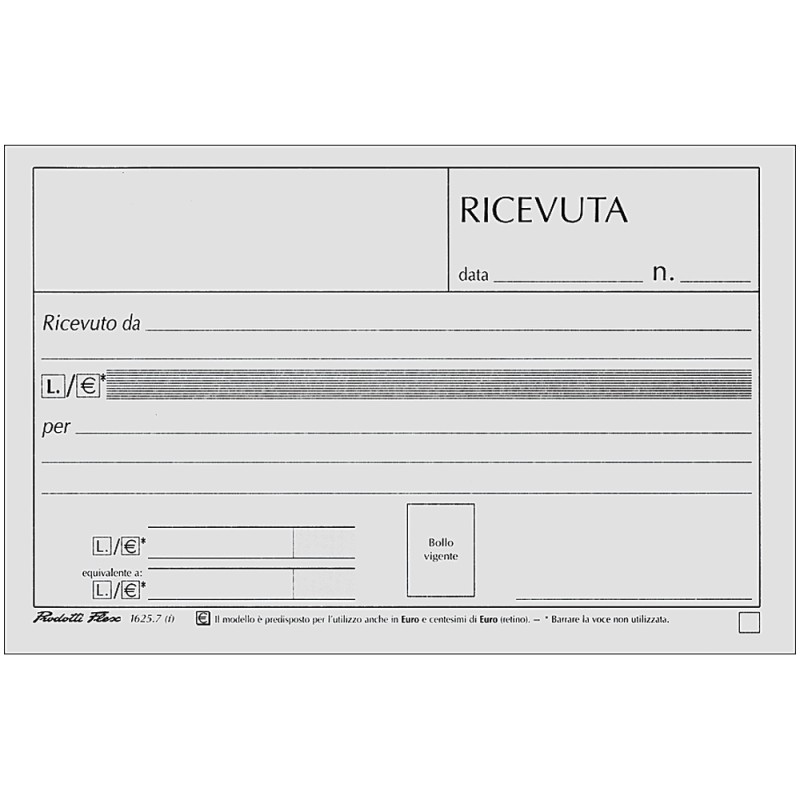 BLOCCO RICEVUTE GENERICHE