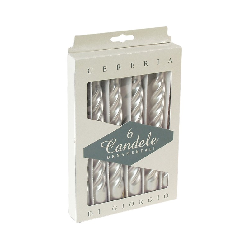CANDELE TORTIGLIONE ORNAMENTALI OPACHE 6pzh 20cmø 22mm