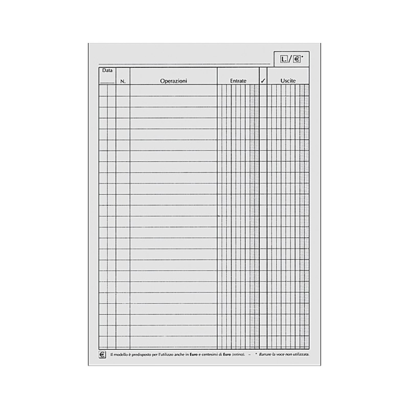 REGISTRO ENTRATE E USCITE CASSA - 25 PAGINE 50cop/fg