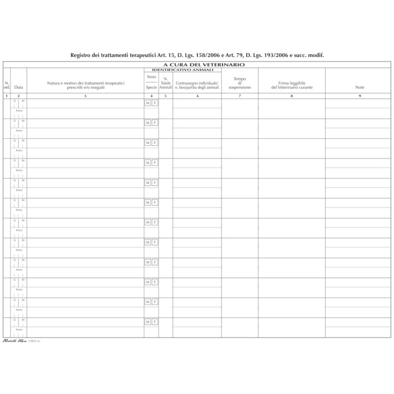 REGISTRO DEI TRATTAMENTI TERAPEUTICI