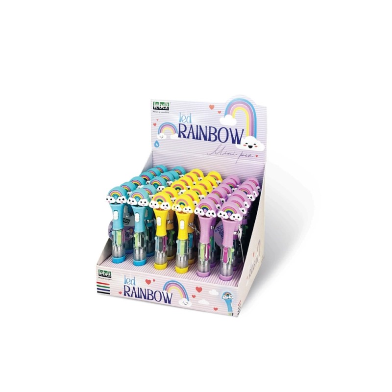 MINI PENNA MULTICOLORE CON LED - 4 col. EXPO 36pz