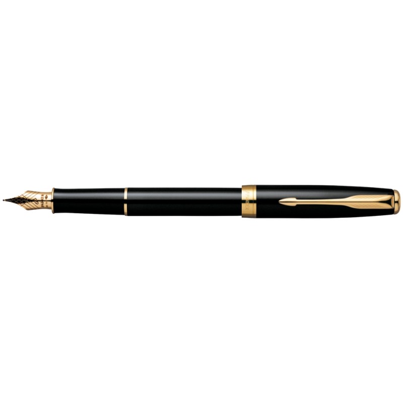 PENNA DA REGALO SONNET LAQUE BLACK GT - NERO LUCIDO/FINITURE ORO