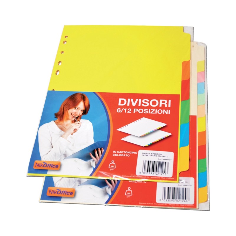 DIVISORI IN CARTONCINO COLORATO