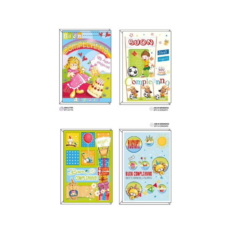 BIGLIETTI DI AUGURI SELEZIONE TOP QUALITY - cm 11,5x17 4soggetti