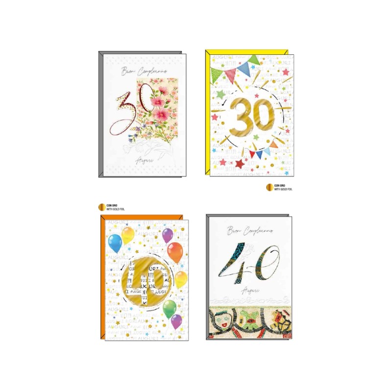 BIGLIETTI DI AUGURI SELEZIONE TOP QUALITY - cm 11,5x17 4soggetti