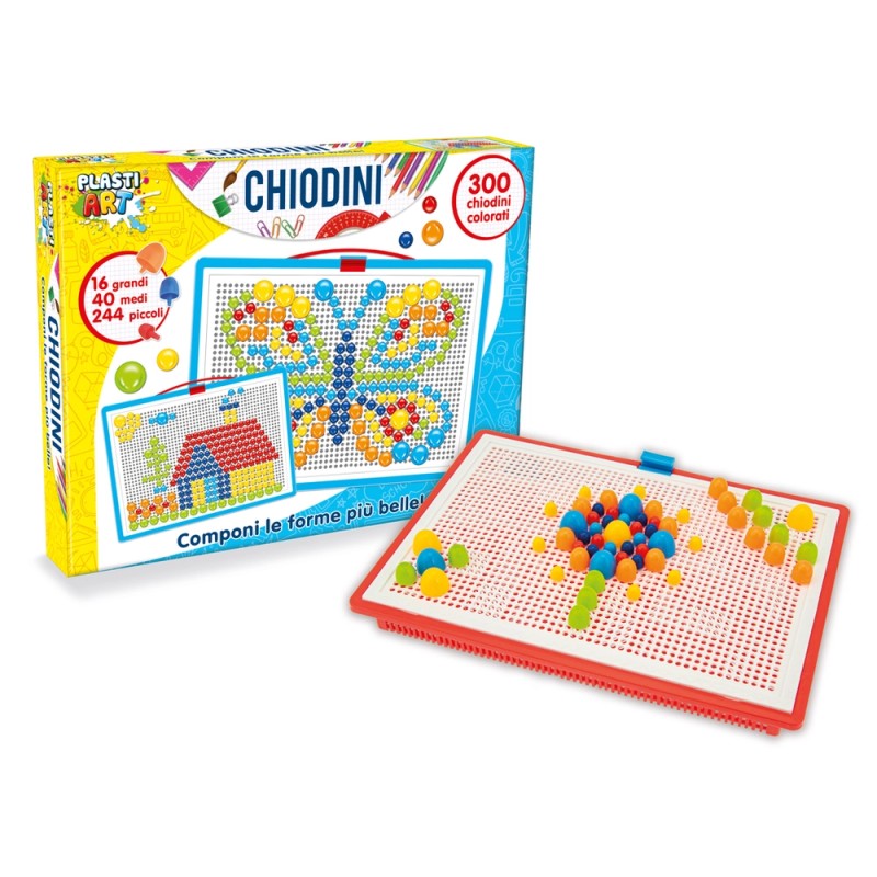 PLASTIART - CHIODINI COLORATI 300 PZ PICCOLI E GRANDI