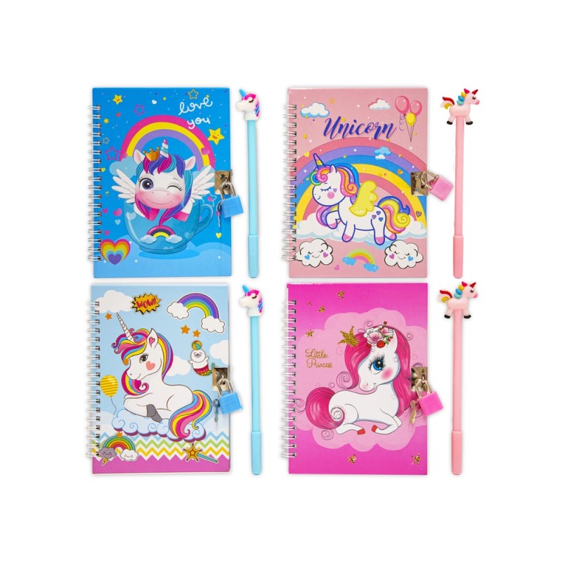 MISS SIGNORINA - NOTEBOOK UNICORNO CON PENNA 4 MDL ASS