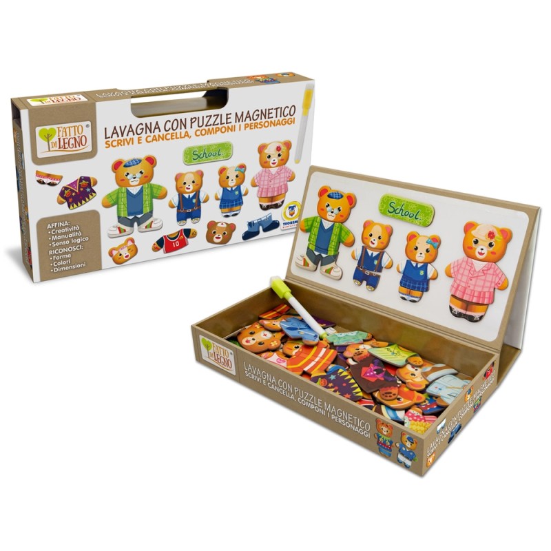 FATTO DI LEGNO - LAVAGNA CON PUZZLE MAGNETICO