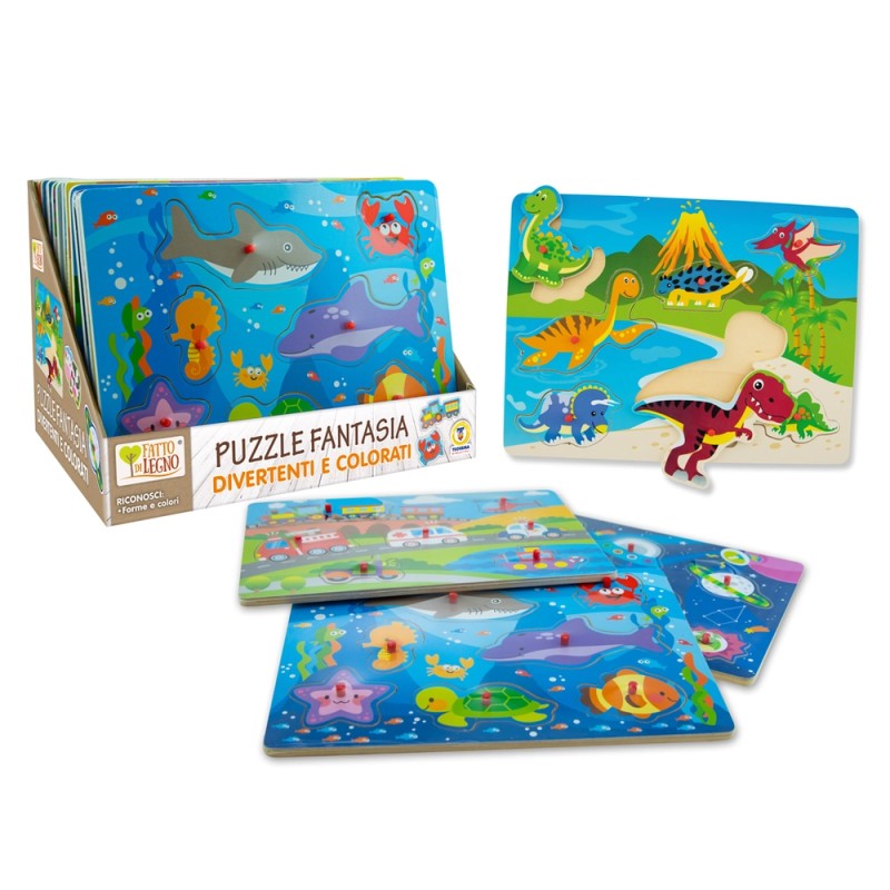 FATTO DI LEGNO - PUZZLE COLORATI FUNNY  30X23CM