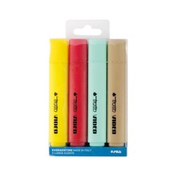 EVIDENZIATORE A PENNA TRATTO VIDEO PASTEL - SCALPELLO ASS.ti BLISTER 4pz