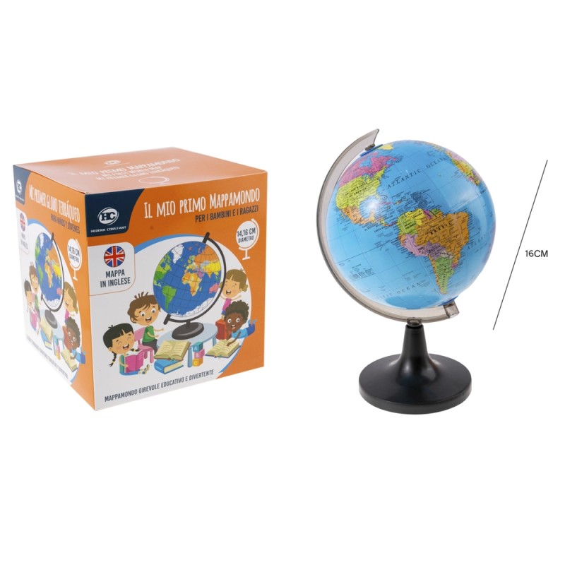 Mini globo mappamondo girevole in plastica HC, Cm. 16