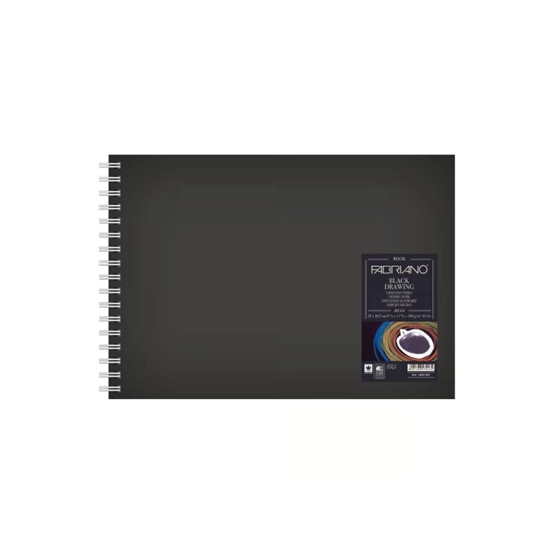 Sketch book black drawing nero a spirale FABRIANO, 190g/m², 40 fogli