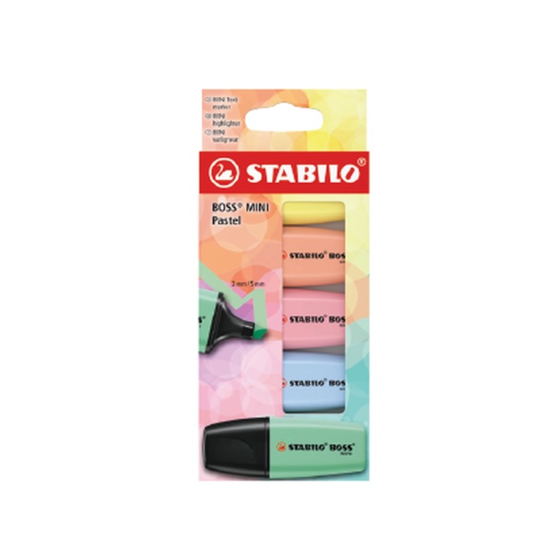 Evidenziatori STABILO BOSS Mini Pastel, astuccio da 5