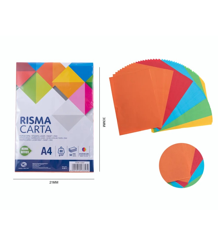Carta Colorata 80gr Colori Intensi 50 fogli