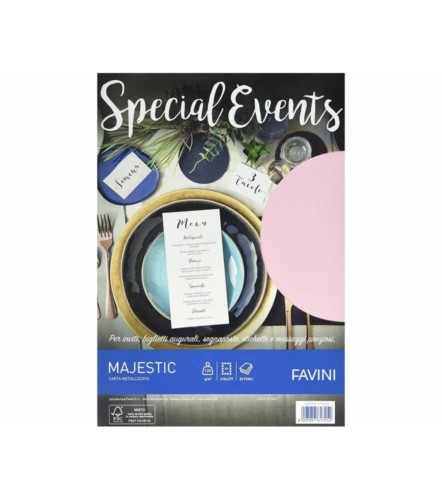 Carta Special Event Metallizzata 120gr Fogli Rosa
