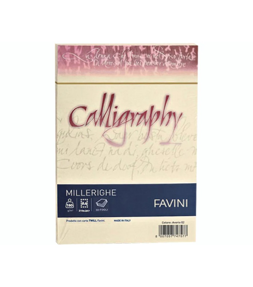 Carta Calligraphy Millerighe 100gr Fogli Avorio