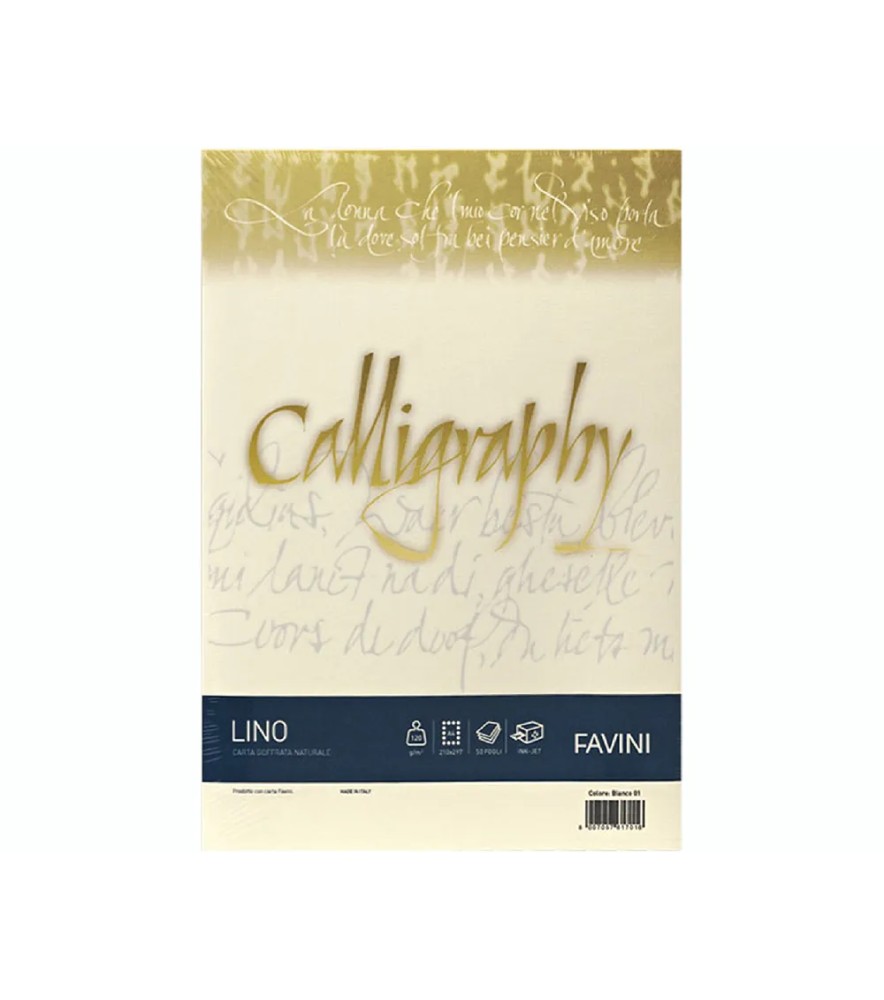 Carta Calligraphy Lino 120gr Fogli Bianco