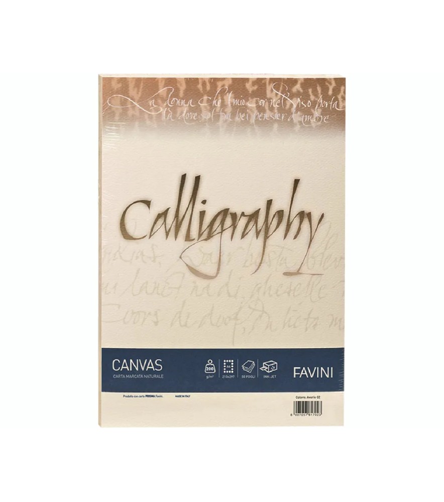 Carta Calligraphy Canvas 200gr Fogli Avorio