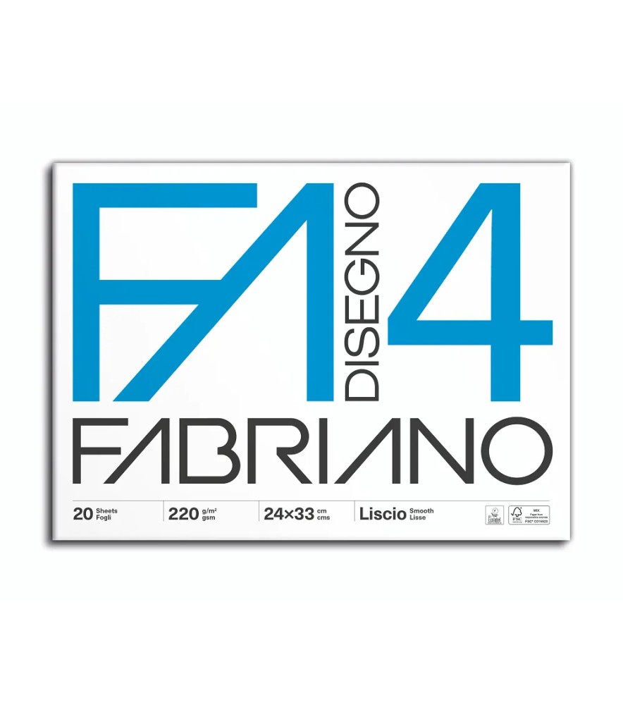 Blocco Carta da Disegno Fabriano F4 Bianco 4 Angoli