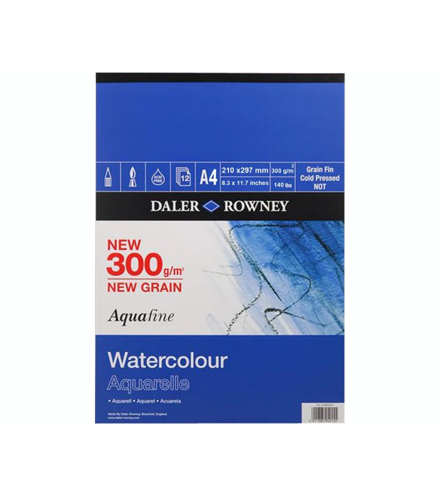 Carta Acquarello Aquafine Blocco Bianco Incollata 1 Lato