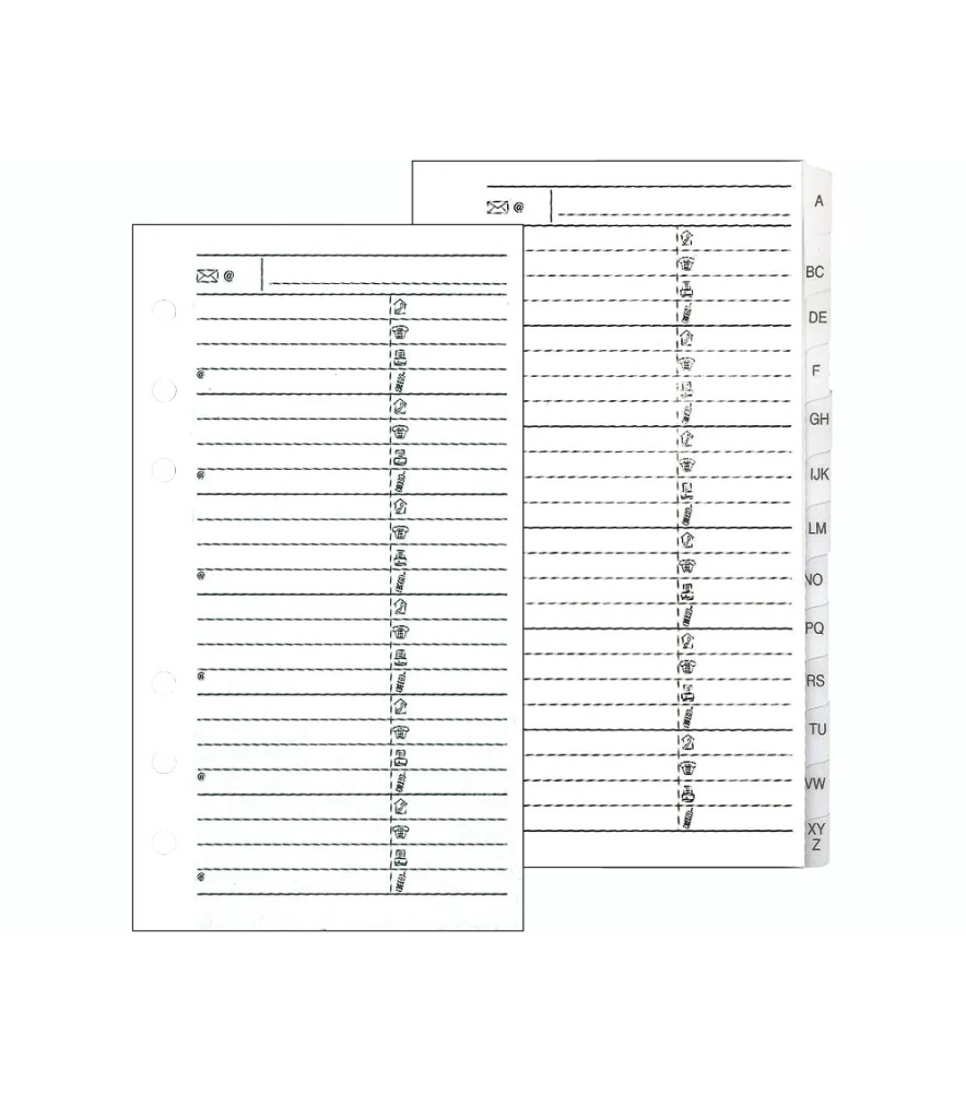 Ricambio Organizer Rubrica Alfabetica e Fogli