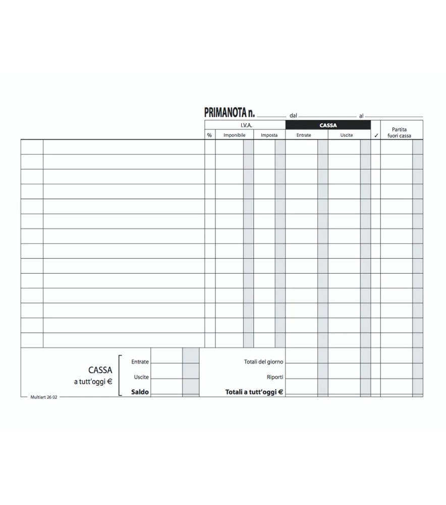 Blocco Primanota Cassa C/iva 148x225mm