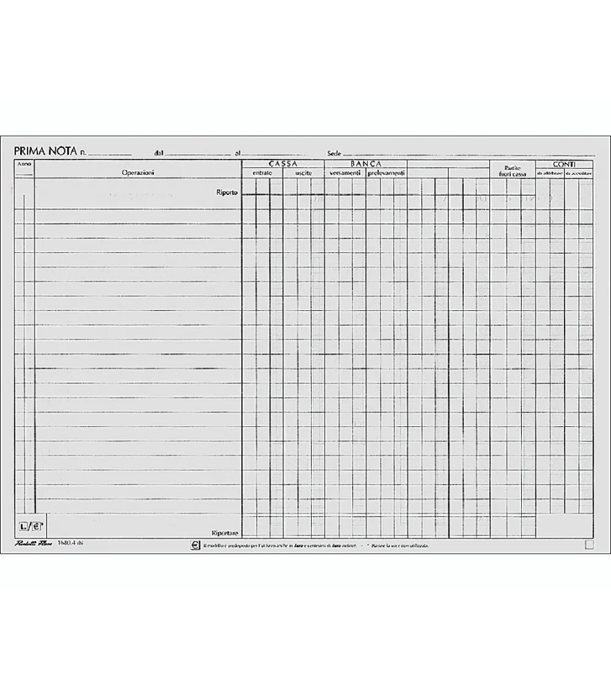 Registro Primanota Cassa e Banca 2 Conti 297 x 230mm