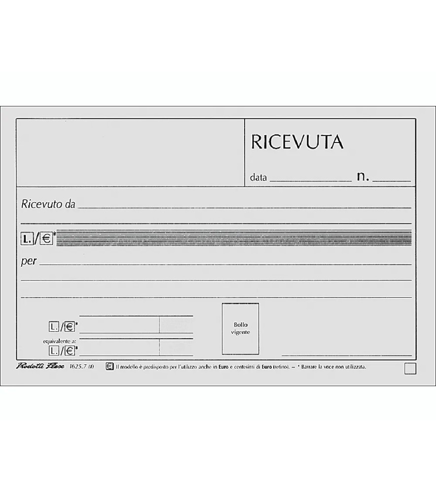 Blocco Ricevute Generiche 173x99mm
