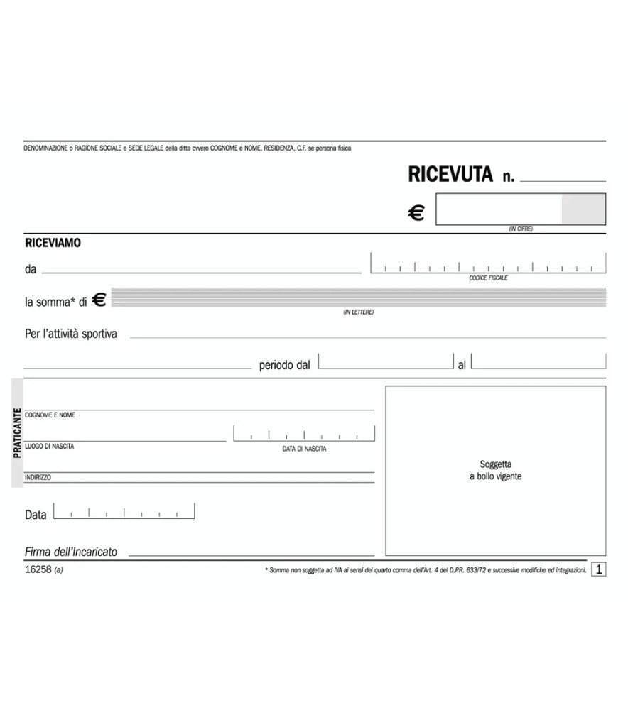 Ricevute di Pagamento Attivita Sportive Dilettantistiche 170