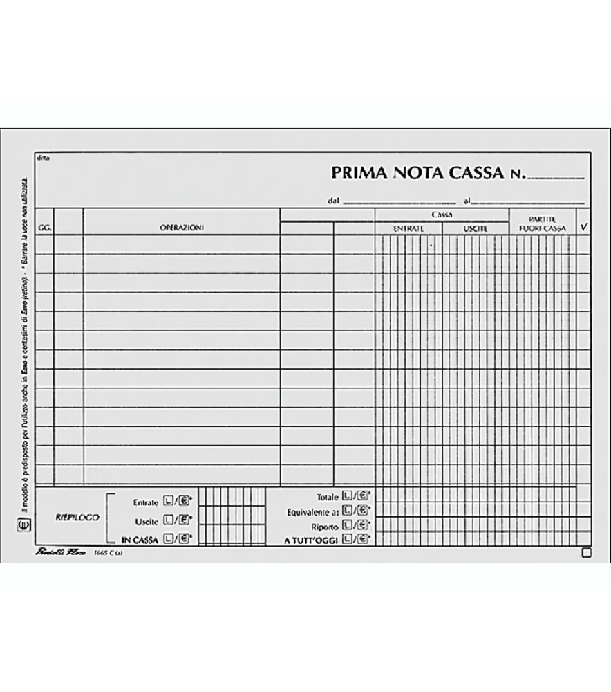 Registro Primanota Cassa 230 x 148mm