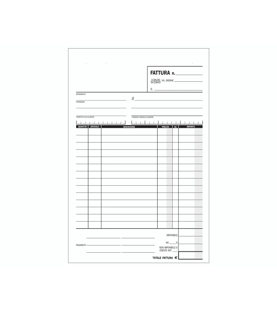 Blocco Fattura a 1 Aliquota 148 x 225mm