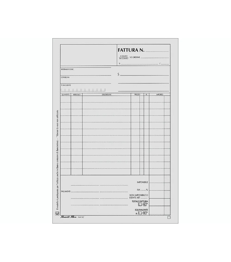 Blocco Fattura a 1 Aliquota 215 x 148mm